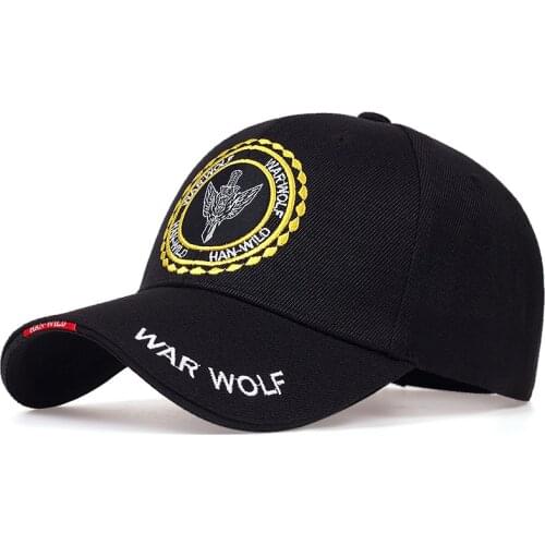 Fashion Cotton tide baseball cap WAR WOLF embroidery Army Caps For Men Usa Tactical hat Adjustable Hip Hop Snapback hats gorras