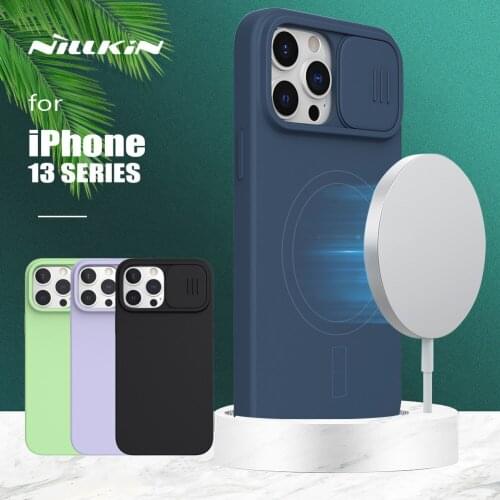 For iPhone 13 Pro Max Case Nillkin CamShield Magnetic Case Slide Camera Case Liquid Silicone Back Cover for iPhone 13 13 Pro Max