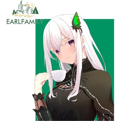 EARLFAMILY 13cm x 9.8cm Windshield Decal For Re Zero Isekai Anime RV Funny Car Stickers Motorcycle Sunscreen Occlusion Scratch