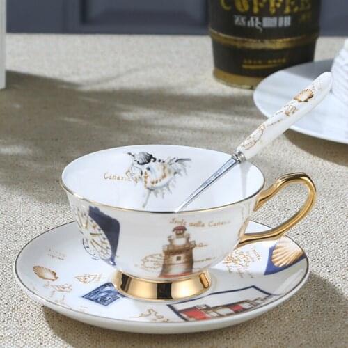 Porcelain Bone China Coffee Cup and Saucer Luxury Vintage Ceramics Tea Sets Modern Cups Cafe Kitchenware Drinkware