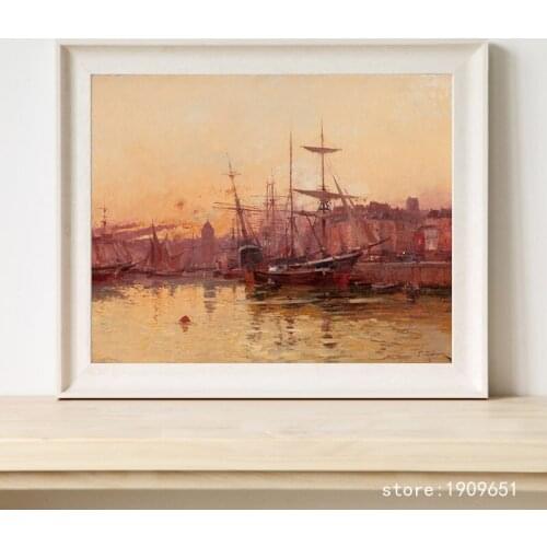 Cotton no frame impression boat sea scenery canvas printings oil painting printed on cotton home wall art decoration picture