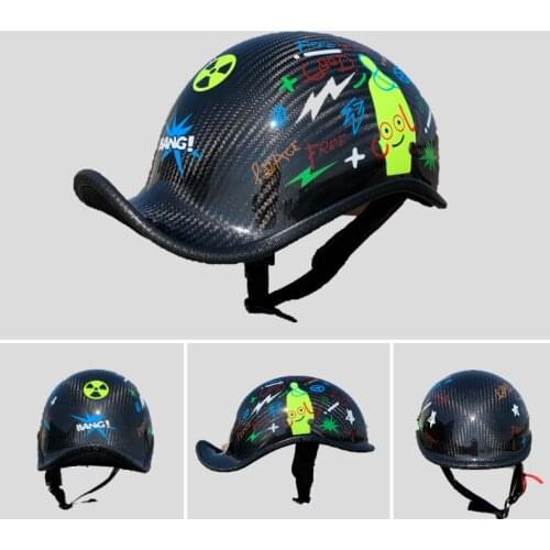 Classic Carbon Fiber Motorcycle Vintage Retro Scooter Half Helmet Casco Moto Capacete Motorbike Riding Helmet Casque Moto