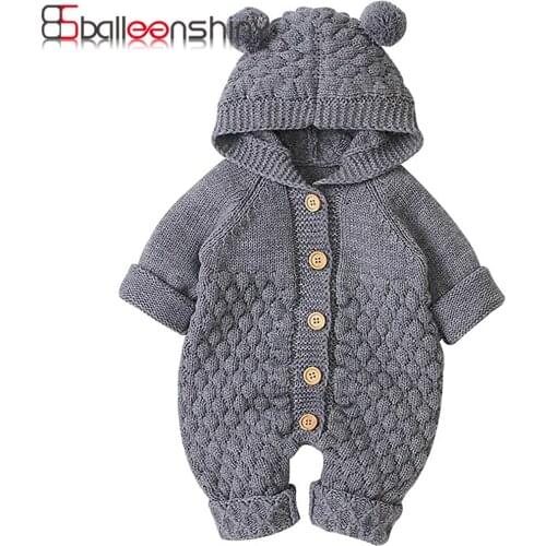 BalleenShiny Childrens Jumpsuit Newborn Baby Worm Rompers Knitted Autumn Boys Girls Long Sleeves Soft Child Indoor Cloth Set