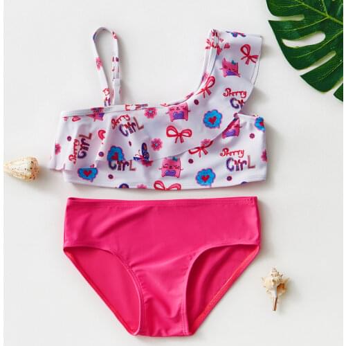 5~12Years Teenager Girls Swimsuit High quality Girls Swimwear Two pieces Kids Bikini Set Ruffle style Kids Beachwear-ST191