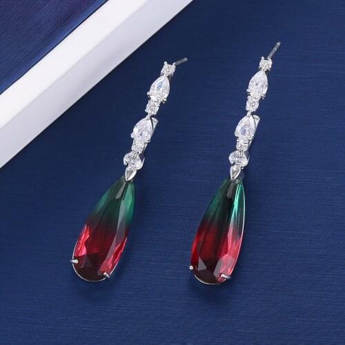 LARRAURI 2019 Luxury Water Drop Cubic Zircon Long Dangle Earrings For Women Dubai Bridal Earrings aretes de mujer modernos