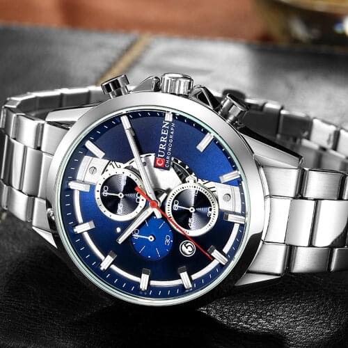 CURREN Fashion Design Men Watches Luxury Brand Mens Watch Casual Sport Wristwatch Chronograph Stainless Steel Waterproof Clock