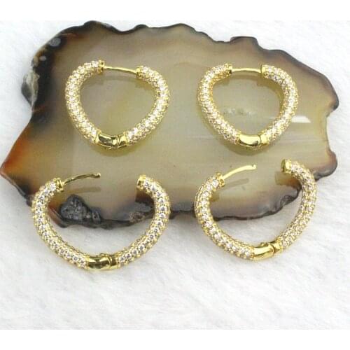 5pair/lot Fashion colorful cz earring, heart shape cubic zircon jewelry,new design women earrings wholesale