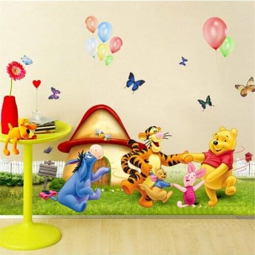 Cartoon Winnie the Pooh Wall Sticker Living Room Bedroom Wall Decor Anime Poster wall stickers for kids rooms