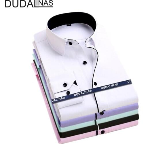 Dudalinas Camisa Male Shirts Long Sleeve Men Shirt Brand Clothing Casual Slim Fit Camisa Social Striped Masculina Chemise Homme
