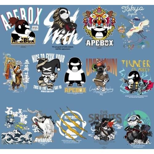 2021 new cool animal stickers Japanese cartoon panda fashion tide brand clothing DIY heat transfer washable customization