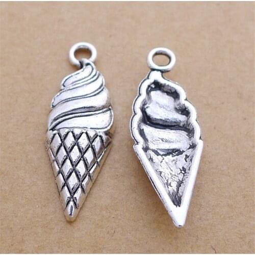 BULK 30 Zinc Alloy Sweet Ice Cream Charms Food Pendant for Kids DIY Jewelry Bracelet 8*25mm 1.2g