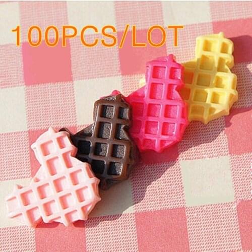 Wholesale 100PCS Resin Cookie Flatback Cabochon DIY Deco Parts Ear Shaped Cookie Biscuit Kawaii Resin Cabochon 17mm