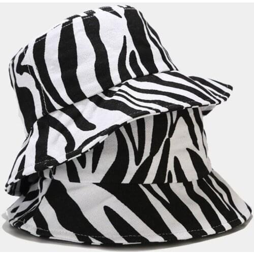 Zebra stripes Bucket Hat Summer Women Man Cotton Cap Girls Outdoor Fashion beach Bob Sun Man panama hat