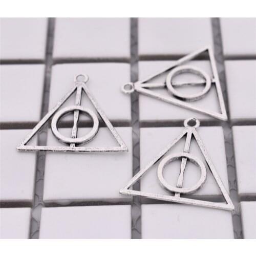 10pcs Charms Hallows Deathly 32*31mm Antique Silver Plated Pendants Making DIY Handmade Tibetan Silver Jewelry