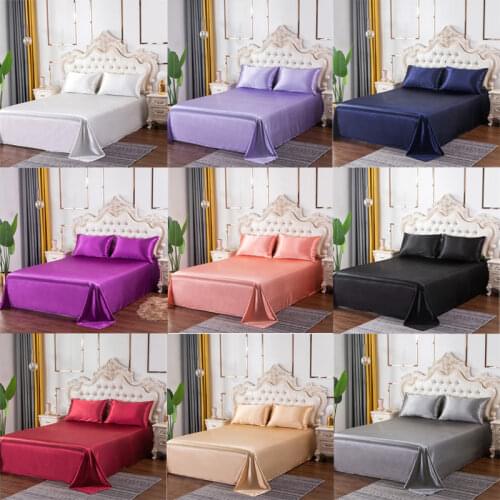 Imitation Silk Bedding Sheet 100% Satin Bed Linen Pillow Case Cover Set For Single Double Twin King Bed Home Textile Hot Sale