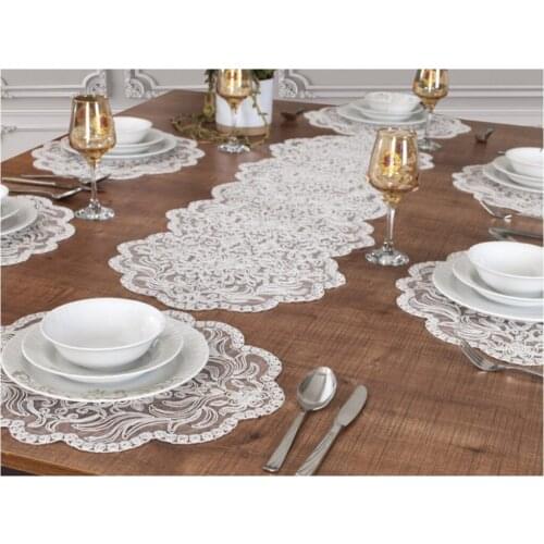 Wedding White Beige Special Moments Party Family Dinner Home Decoration Kitchen Beauty Service Supla and Runner Set 6 Personality Set 7 piece