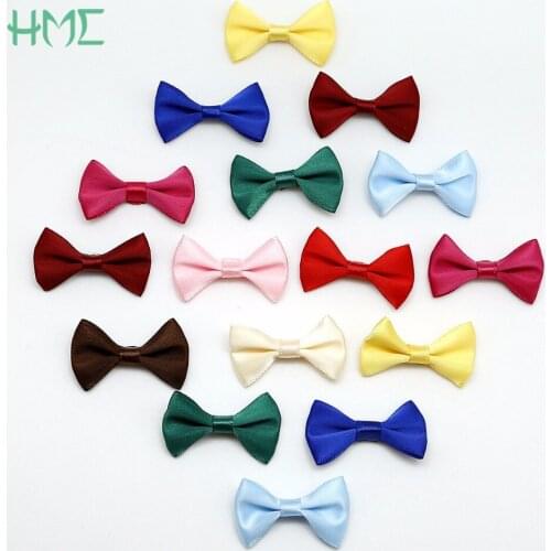 4x2.5cm Hot Handmade Satin Ribbon Bows Wedding Dress Scrap booking Embellishment Sewing Accessories Hair Clip Accessories 25Pcs