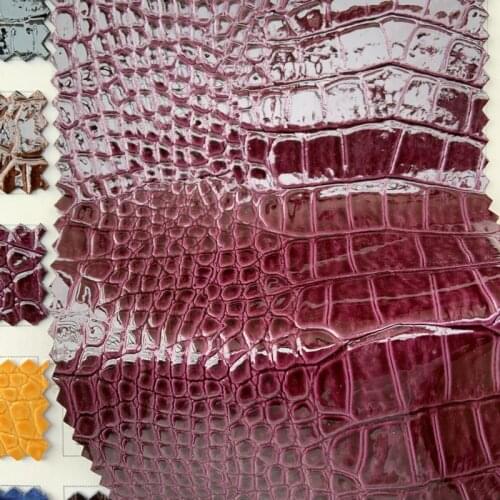 Synthetic PU Imitation Glossy Crocodile skin embossed leather materials