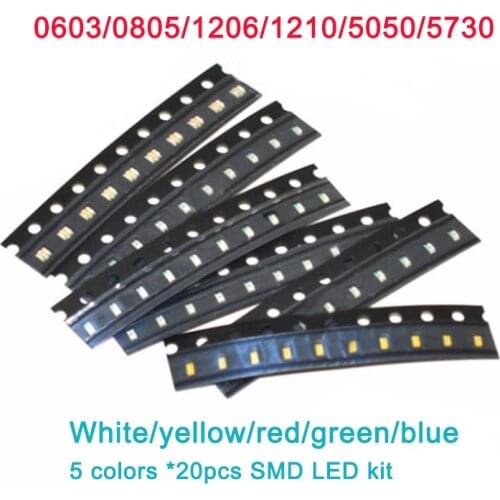SMD LED Diode White Yellow Red Green Blue led set,0603 0805 1206 1210 5050 5730 DIY Electronic components leds Assortment Kit