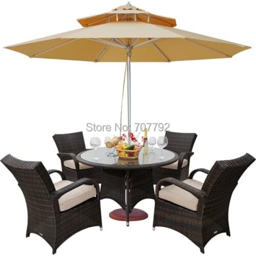 Outdoor Wicker Patio Furniture New Resin Dining Table Set with 4 Chairs