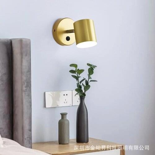 Gold Black Iron LED Wall Lamps Living Room Bedroom Bedside Indoor Lighting Fixtures Luminaire Switch Industrial Sconce WJ10709