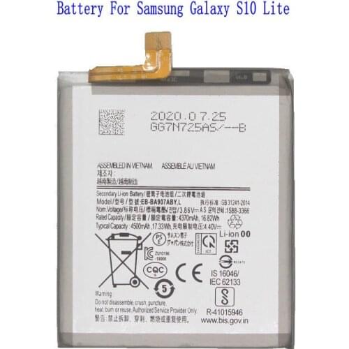 10pcs /lot 4500mAh EB-BA907ABY Repalcement Battery For Samsung Galaxy S10 Lite Batteries