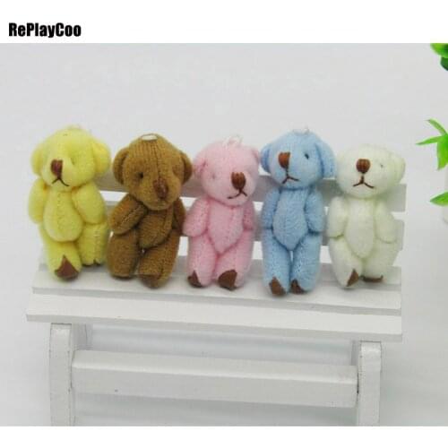 100PCS/LOTMini Teddy Bear Stuffed Plush Toys Small Bear Stuffed Toys 4.5cm Colorful pelucia Pendant Kids Birthday Gift 02501
