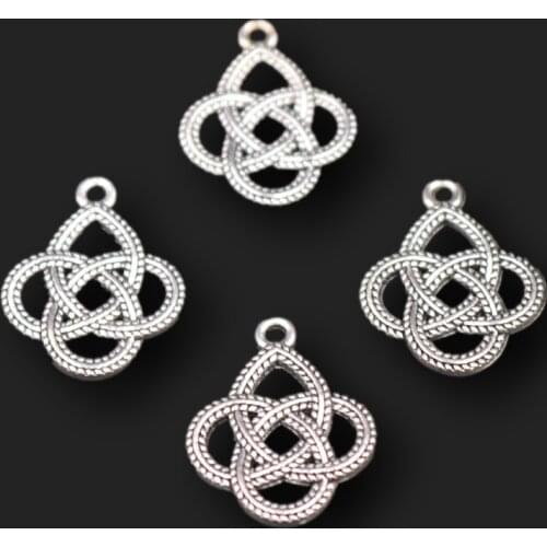 15pcs Silver Plated Rope Knots Pendants DIY Charms Retro Bracelet Earrings Metal Jewelry Crafts Making 22*17mm P623