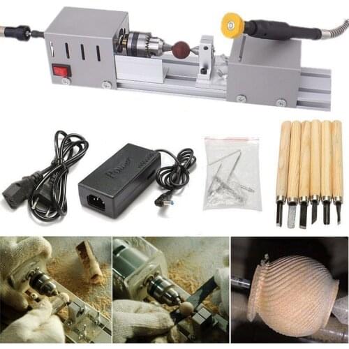 24V 100W Lathe Machine DIY CNC Mini Woodworking Buddha Pearl Grinding Meter Polishing Beads Wood Lathe Drill Rotary Tools Newest