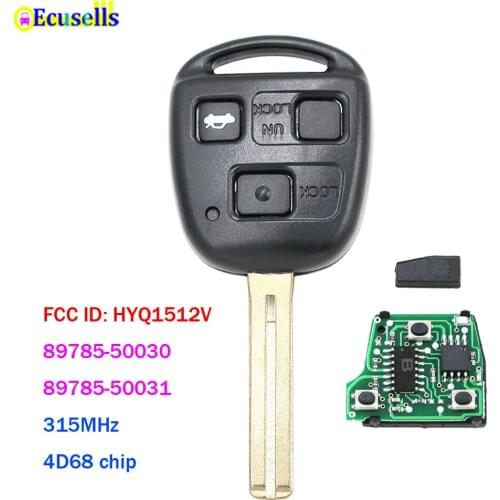 3 Button Remote Key 4D68 Chip for Lexus ES300 GS300 GS400 IS300 LS400 FCC: HYQ1512V 89785-50030, 89785-50031 TOY48