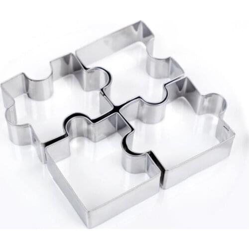 4pcs/set Cookie Puzzle Shape Stainless Steel Cookie Cutter Set DIY Biscuit Mold Dessert Bakeware Cake Mold wedding Decor Kitchen