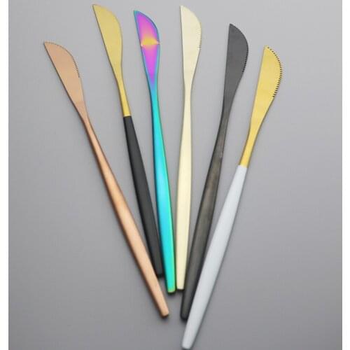 6pcs Stainless Steel Matte Colorful Western For Party Home Dinnerware Fruit Kinfes Set Cutlery Dinner Tableware Silverware Set