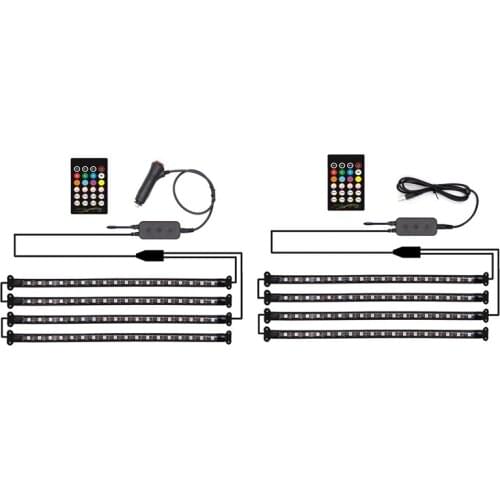 72 LED Car Strip Light Bluetooth App Remote Control Ambient Lamp Multiple DIY Modes Under Dash Decorative Lights