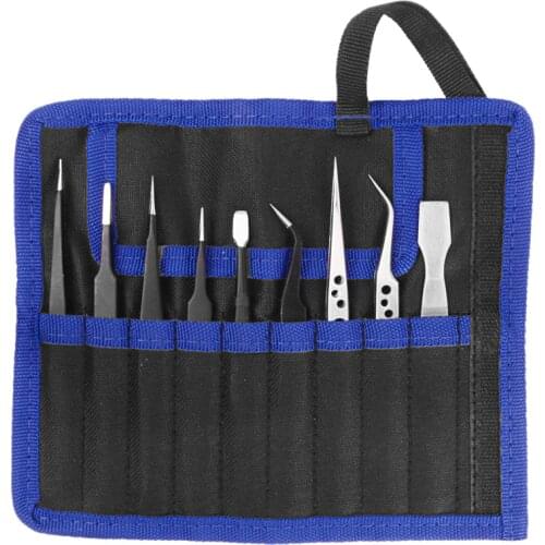 9 Pcs Tweezers Set Stainless Steel Anti-Static Precision Tweezers for Electronic Mobile Phone Repair Tools Hand Tools