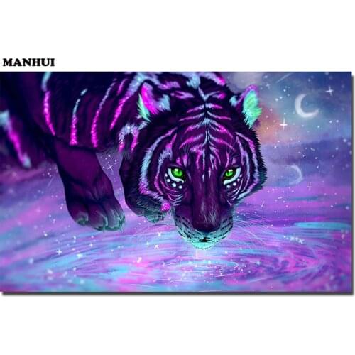 New Diy Diamond painting Fluorescent tiger 3D square drill Diamond mosaic pasted full cross stitch Crafts Needlework MH035