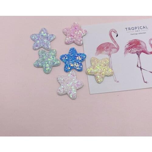 60PCS/lot Shiny glitter star Padded Applique for Crafts for Children Headwear Hair clip Accessorie and Garment Accessoires