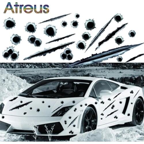 Atreus 3D Stickers Car-Styling Bullet Hole for Jeep Renegade Wrangler Buick Acura TSX IX25 I30 Mini Cooper VW Tiguan Accessories