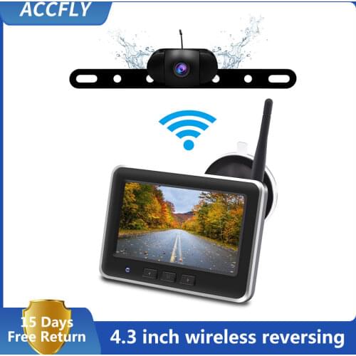 Accfly Wireless Car Dvr Rear View Camera Backup Parking Plate Cam with 4.3 Inch TFT Lcd Monitor for SUV