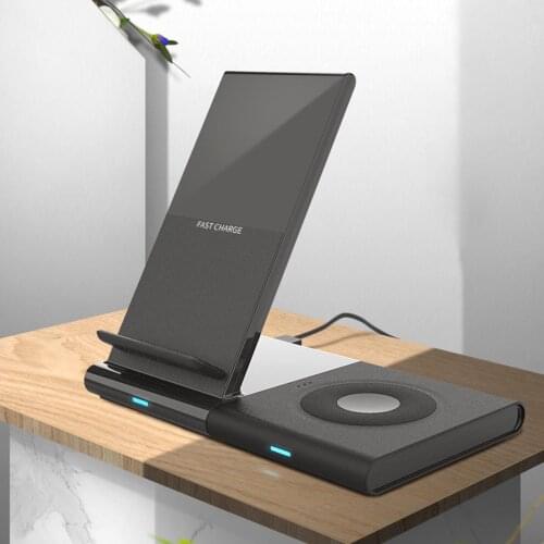 Wireless Fast Charging Stand Qi-Certified 3 In 1 Intelligent Wireless Charging Station Compatible With Iphone 8/8P/XR/XS/X