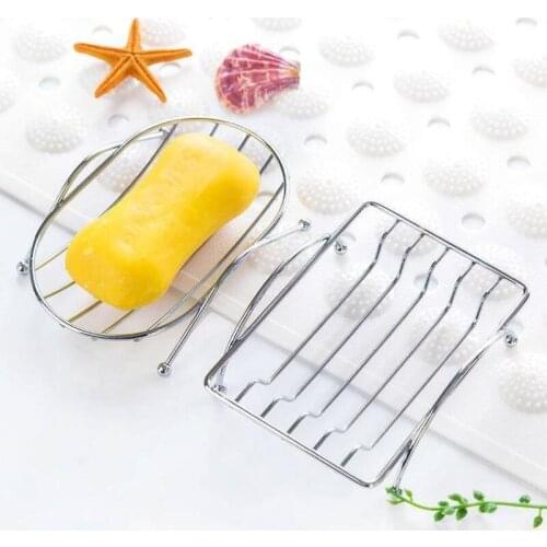 Stainless Steel Soap Holder Drain Soap Dish Tray Fashion & Brief Bathroom Accessories Square & Oval Styles LX2991