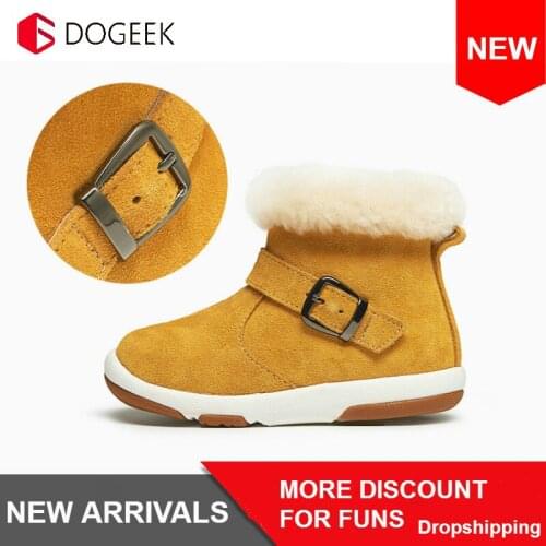 DOGEEK Baby Boots childrens shoes autumn and winter warm childrens snow boots girls Martin boots Plush Babys cotton shoes