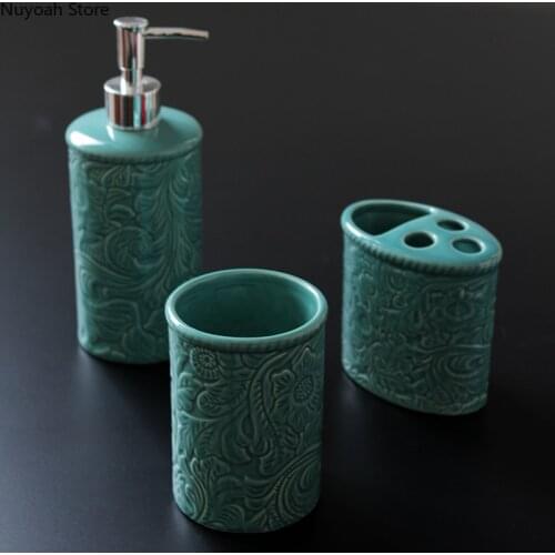 Nordic Toiletries Ceramic Lotion Bottle Mouthwash Cup Soap Dish Craft Carving Bathroom Supplies/bathroom Decoration Accessories