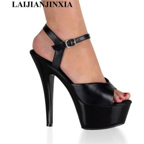 LAIJIANJINXIA New 15cm Thin Heel Supper High Heel Gladiator Sandals Womens Platform Peep Toe Shoes Nightclub Party High Heels