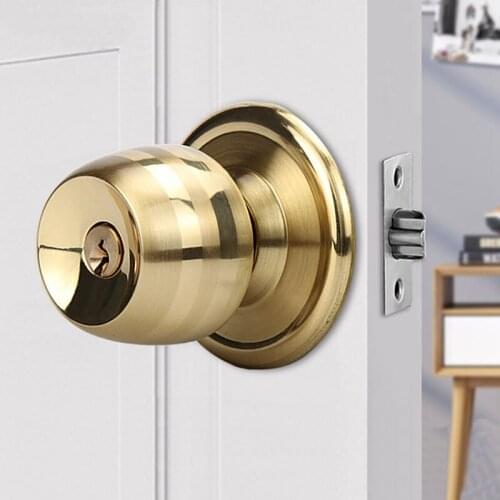 Brass Knob-ball lock Universal bedroom/bathroom door lock with konbs Gold door handle lock Home indoor decoration hardware