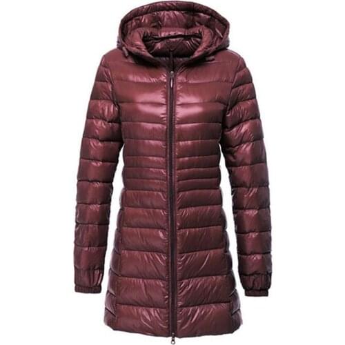 S~6XL 2018 New Autumn Winter Women Duck Downs Jacket Slim Parkas Ladies Coat Long Hooded Plus Size Ultra Light Outerwear SF038