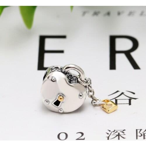 New Original 925 Sterling Silver Beads Heart and Lock Charm Fit Pandora Bracelets Women DIY Jewelry Dropship