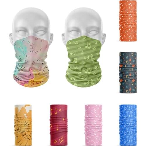 New Style Music Symbol Series 3D Printed Women Headscarf Rendering Colorful Art Musical Notes Bandana Unisex Tubular Mask buffe
