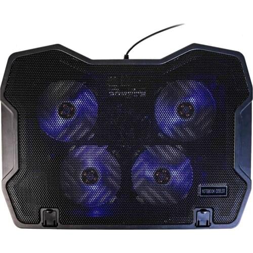 WISENOVO Laptop Cooling Pad 4 Fans With Blue LED Light Adjustable Bracket Height Angle Suitable For Laptops, Tablets