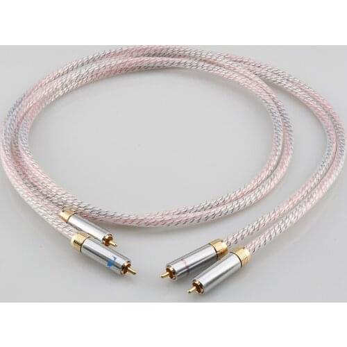 Pair Nordost Valhalla 7N silver plated audio RCA interconnect cable with Gold Plated RCA plug connector