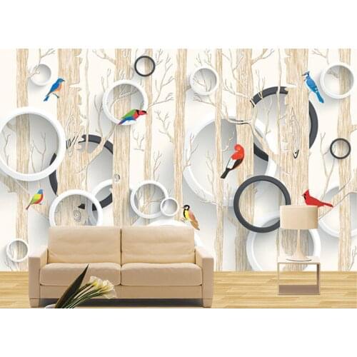 Custom 3D murals,Circle the forest bird 3d papel de parede,restuarant coffee shop living room sofa TV wall bedroom wallpaper